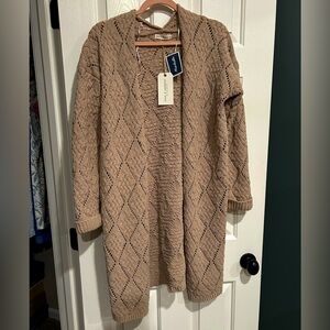 NWT Moon & Madison cozy collection extra long open cardigan, chunky knit sweater